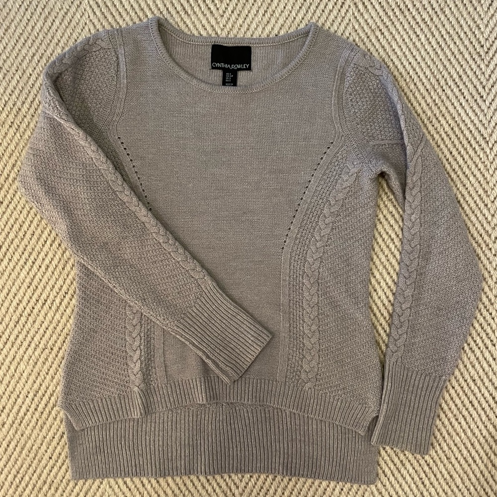 Cynthia Rowley classic cable knit sweater.